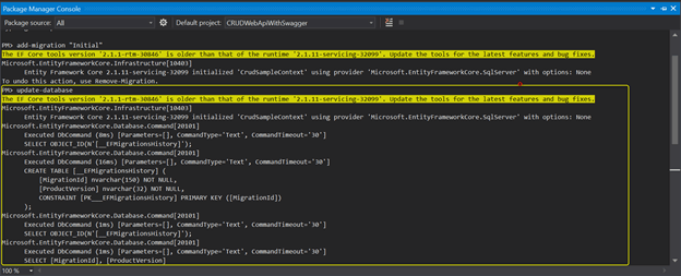 هسته CRUD ASP.NET با استفاده از Entity Framework Core با Swagger
