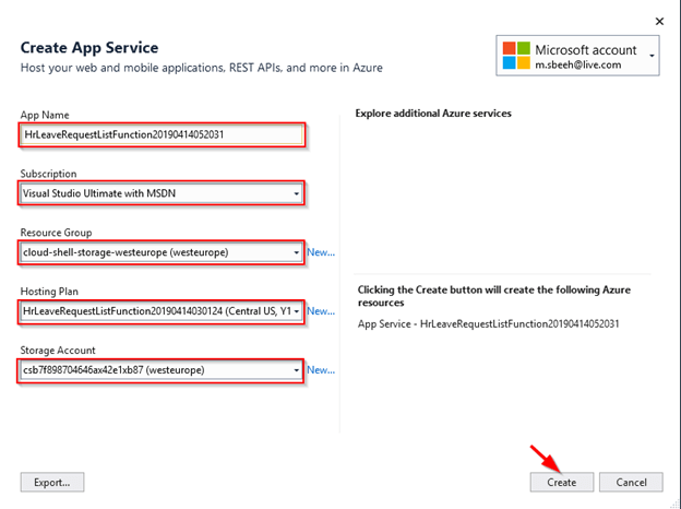 ایجاد و مصرف تابع Azure از ASP.NET Core