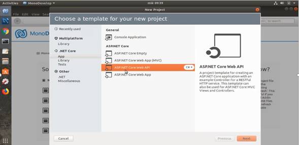 ایجاد NET Core Web API (C#) در MonoDevelop در اوبونتو 18.04