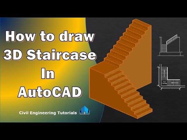 فیلم آموزشی 4 نحوه ترسیم راه پله L شکل سه بعدی در اتوکد راه پله سه