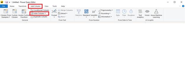 با استفاده از ویرایشگر Power Query، ستون Index را در Power BI اضافه کنید