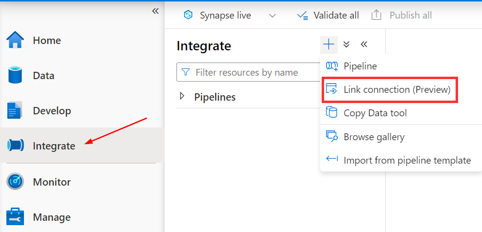 لینک Azure Synapse Analytics برای SQL ایجاد کنید