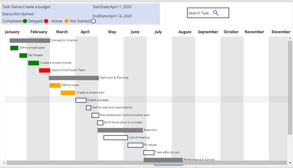 GanttChart با استفاده از Microsoft PowerApps