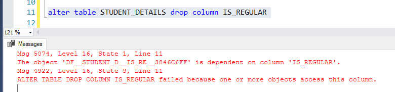 حذف یک ستون با محدودیت های پیش فرض در SQL Server