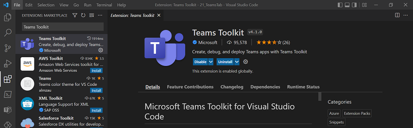 Teams Toolkit برای ایجاد تب Teams مایکروسافت