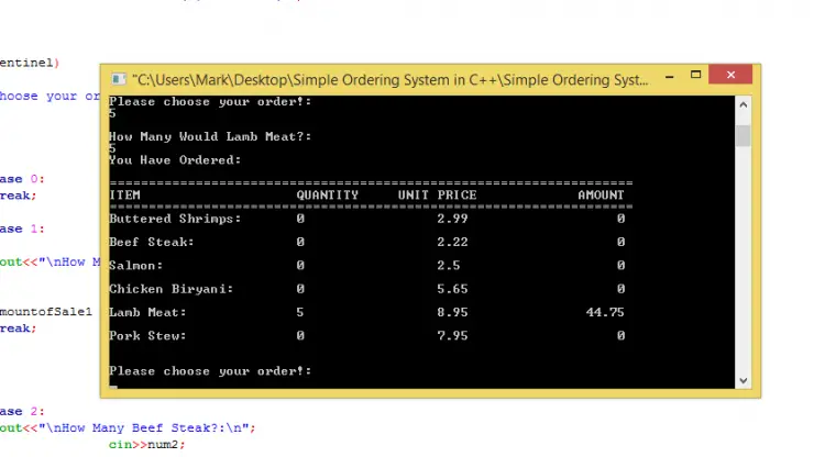 سیستم سفارش ساده در سورس کد C++  | پروژه های برنامه نویسی