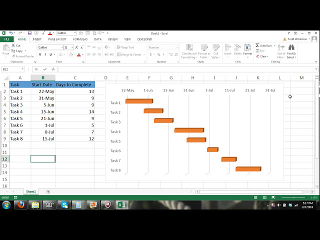 فیلم آموزشی: آموزش اکسل گانت چارت - نحوه ایجاد یک نمودار گانت پایه در مایکروسافت اکسل 2013 با زیرنویس فارسی