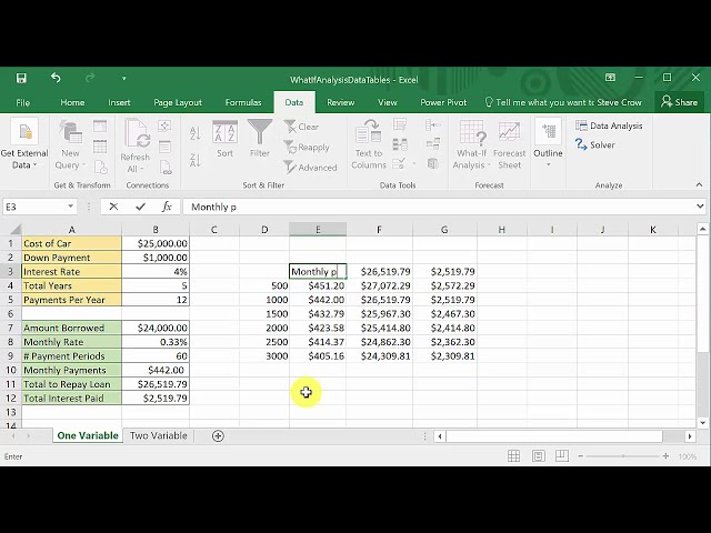 فیلم آموزشی: Excel What If Analysis: Data Table One Variable (Excel 2016) با زیرنویس فارسی