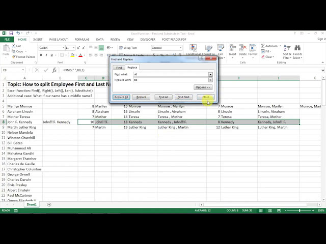 فیلم آموزشی: Excel برای منابع انسانی: یافتن و جایگزینی برای تقسیم نام و نام خانوادگی کارمندان از 1 متن واحد با زیرنویس فارسی