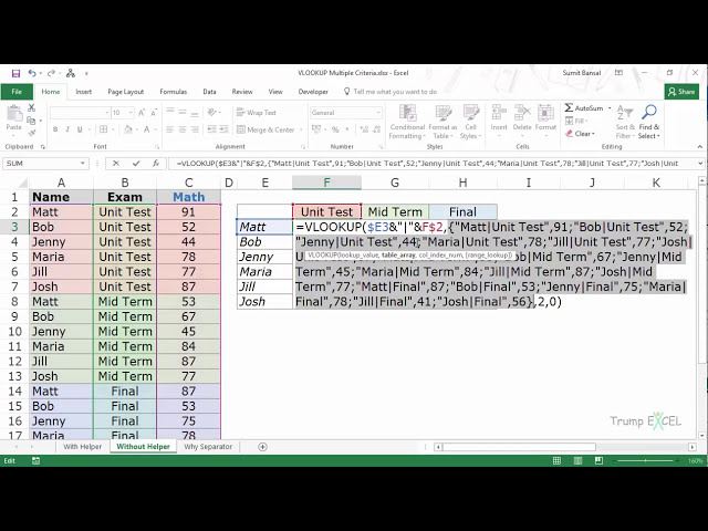 فیلم آموزشی: استفاده از تابع Excel VLOOKUP با معیارهای چندگانه (چند سلول) با زیرنویس فارسی