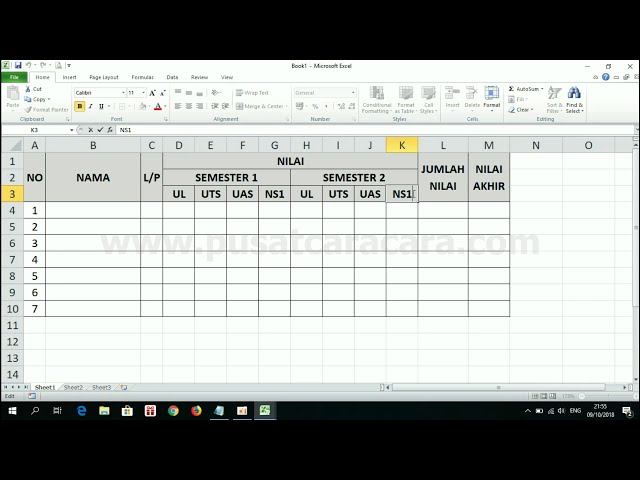 Cara Membuat Format Tabel Daftar Nilai Di Excel