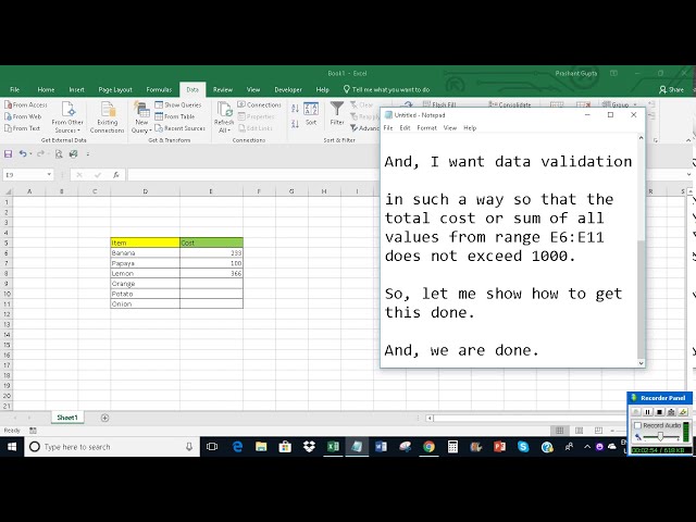 فیلم آموزشی: Excel: اعتبارسنجی داده ها اجازه نمی دهد که مجموع از مقدار معینی بیشتر شود