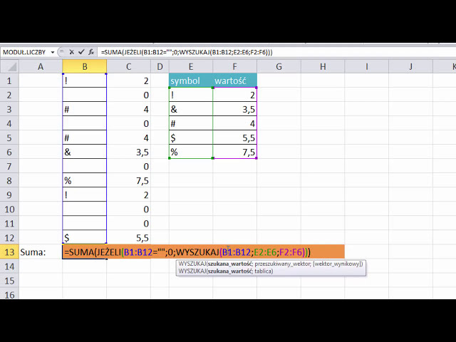 فیلم آموزشی: Excel - Suma po symbolach gdy symbolowi przypisana jest liczba - widzowie #43