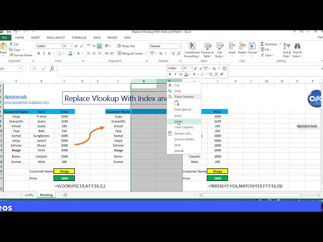 فیلم آموزشی: ترفندهای اکسل : تکنیک آسان برای جایگزینی Vlookup با توابع فهرست و مطابقت || dptutorials با زیرنویس فارسی