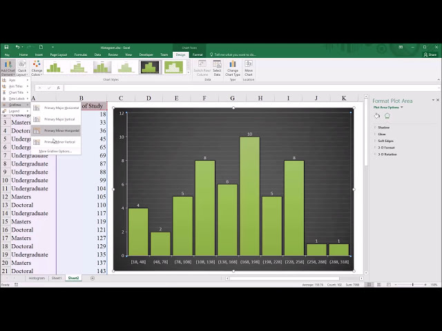 فیلم آموزشی: ایجاد هیستوگرام در Microsoft Excel 2016 با زیرنویس فارسی