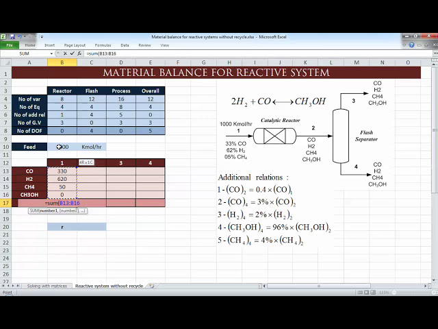 فیلم آموزشی: Excel برای مهندسان شیمی I 14 I تعادل مواد (3/5) [سیستم های واکنشی] با زیرنویس فارسی