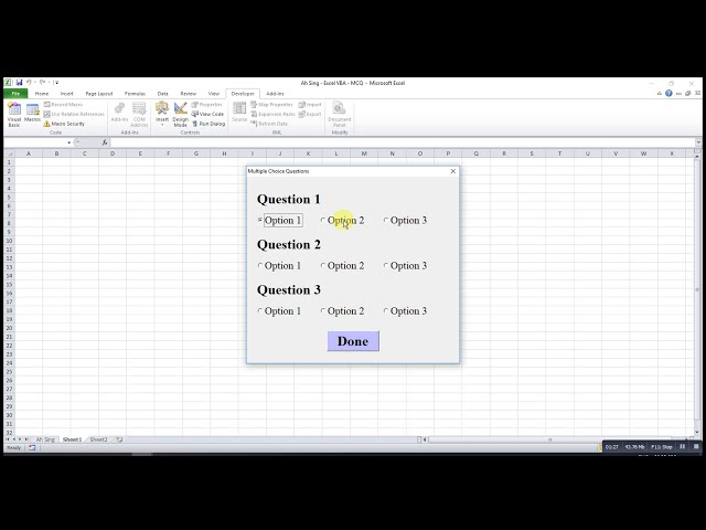 فیلم آموزشی: Excel VBA - UserForm با سوالات چند گزینه ای با زیرنویس فارسی