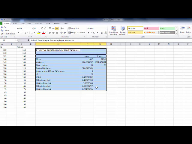 فیلم آموزشی: نحوه استفاده از Excel-The T-Test-Two-Sample Assuming Equal Variance Tool