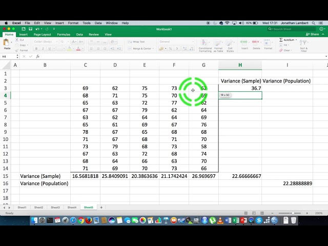 فیلم آموزشی: Excel Basic: نحوه محاسبه واریانس یک مجموعه داده با استفاده از تابع VAR با زیرنویس فارسی