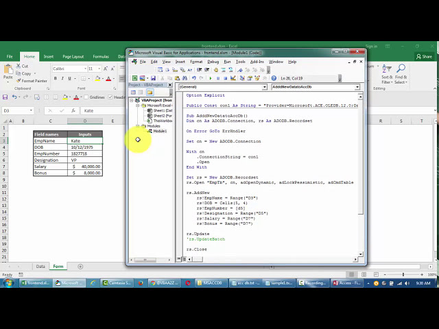 فیلم آموزشی: نوشتن داده برای دسترسی به پایگاه داده از رابط کاربری Excel. اکسل برای دسترسی به اتوماسیون با استفاده از VBA - 2 با زیرنویس فارسی
