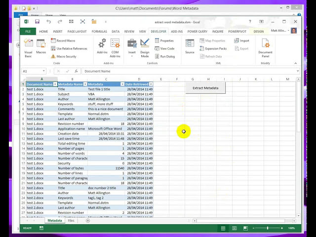 فیلم آموزشی: استخراج فراداده Word با استفاده از Excel VBA با زیرنویس فارسی