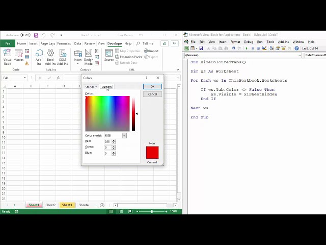 فیلم آموزشی: Excel VBA برای مخفی کردن کاربرگ ها بر اساس رنگ برگه برگه با زیرنویس فارسی