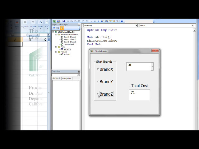 فیلم آموزشی: Excel VBA Topic 8.2 - مثال UserForm با OptionButton و ComboBox با زیرنویس فارسی