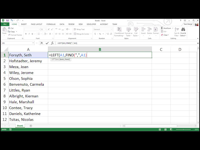 فیلم آموزشی: توابع تو در تو - LEFT و FIND در Microsoft Excel با زیرنویس فارسی