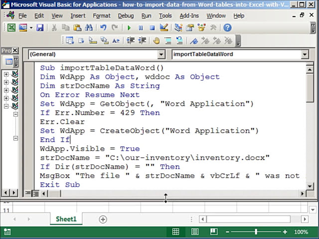 فیلم آموزشی: نحوه وارد کردن داده ها از جداول Word به Excel با VBA