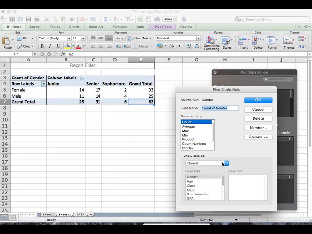 فیلم آموزشی: جدول احتمالی، جدول بندی متقاطع، جداول فرکانس (Mac Excel)