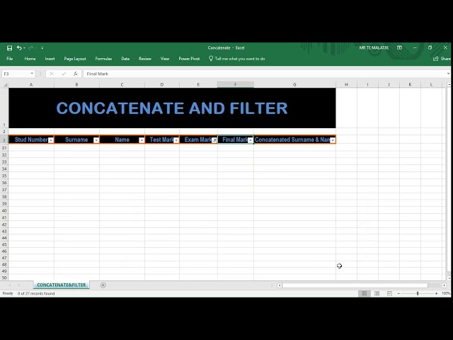 فیلم آموزشی: استفاده از تابع Concatenate (پیوستن متون) و فیلتر کردن داده ها در Microsoft Excel با زیرنویس فارسی