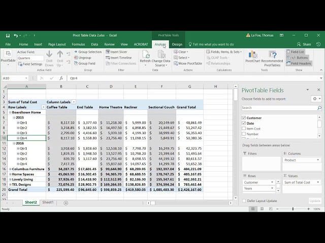 فیلم آموزشی: ایجاد یک PivotTable در Microsoft Excel 2016 با زیرنویس فارسی