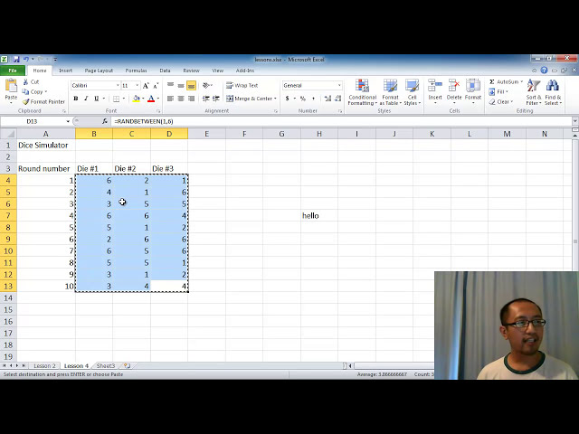 فیلم آموزشی: درس 4 مایکروسافت اکسل - شبیه ساز تاس (تابع randbetween، چسباندن به عنوان مقادیر) با زیرنویس فارسی