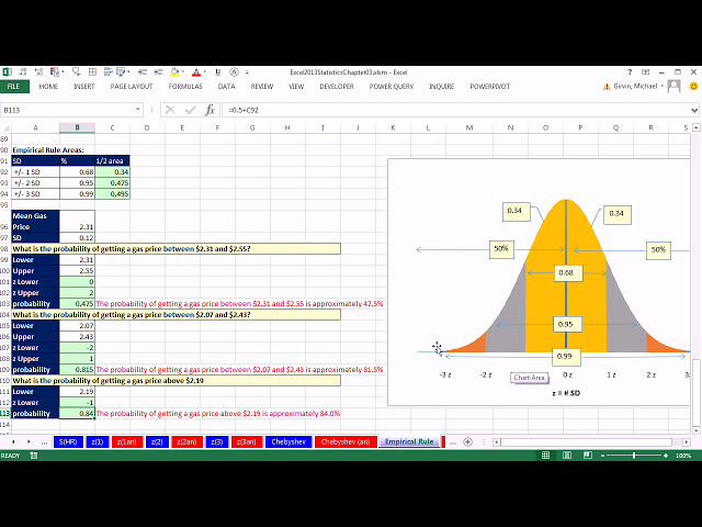 فیلم آموزشی: تجزیه و تحلیل آماری Excel 2013 #22: Z-Score = # انحرافات استاندارد، قانون تجربی Chebshev با زیرنویس فارسی