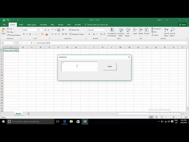 فیلم آموزشی: نحوه خواندن متن به speak.speak در VBA Excel 2016 با زیرنویس فارسی