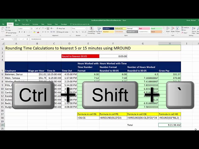 فیلم آموزشی: Excel & Business Math 32: محاسبه زمان گرد کردن به نزدیکترین 5 یا 15 دقیقه با استفاده از MROUND با زیرنویس فارسی