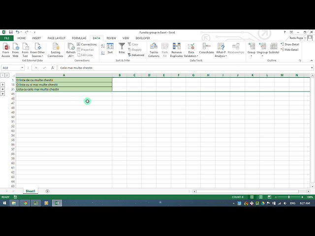 فیلم آموزشی: Grupare randuri در Excel - cum sa