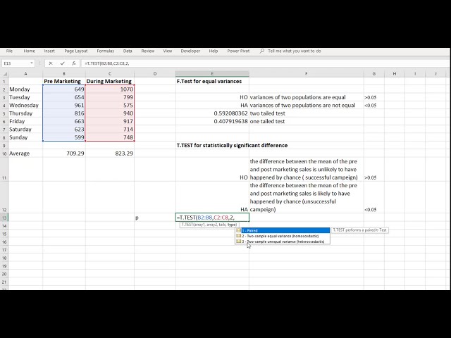 فیلم آموزشی: نحوه استفاده از Excel T.TEST - آیا یک کمپین بازاریابی موفق بود؟ با زیرنویس فارسی