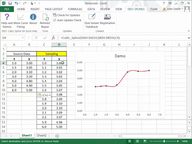 فیلم آموزشی: درون یابی Spline در Microsoft Excel به صورت رایگان با SRS1 Cubic Spline برای Excel با زیرنویس فارسی
