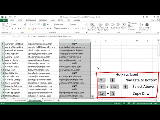 فیلم آموزشی: Excel - مقایسه دو لیست با عملکرد VLOOKUP با زیرنویس فارسی
