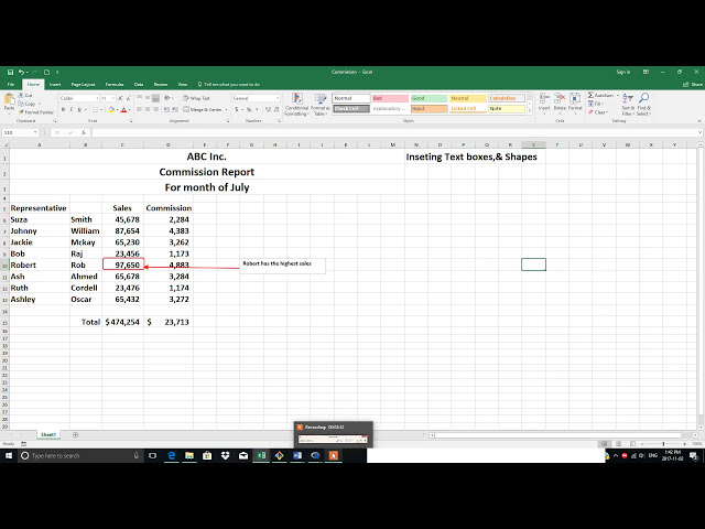 فیلم آموزشی: MS Excel: نحوه درج جعبه متن و اشکال در کاربرگ با زیرنویس فارسی