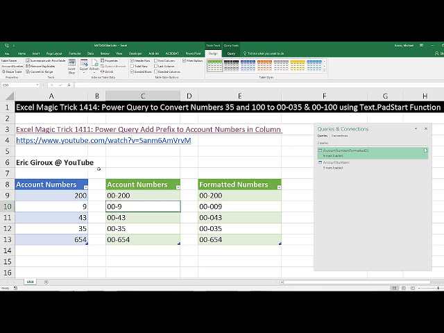 فیلم آموزشی: ترفند جادویی Excel 1414: تابع Power Query Text.PadStart برای قالب بندی صحیح شماره حساب ها با زیرنویس فارسی