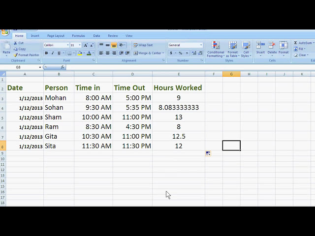 فیلم آموزشی: نحوه محاسبه ساعات کار در Excel 2007 با زیرنویس فارسی