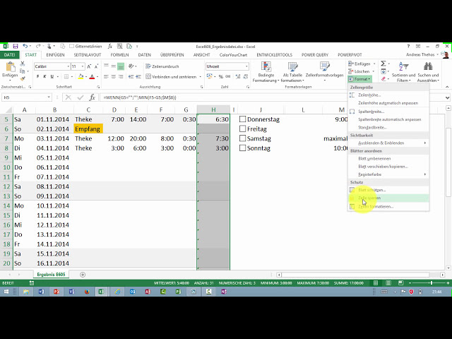 فیلم آموزشی: Excel # 607 - Stundenzettel - Arbeitszeit ermitteln - Pausen abziehen - Teil 4