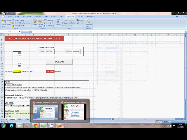 فیلم آموزشی: راه حل Excel VBA: محاسبه خودکار و محاسبه دستی با زیرنویس فارسی