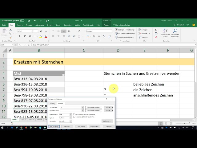 فیلم آموزشی: Ersetzen mit Sternchen - Excel-Trick