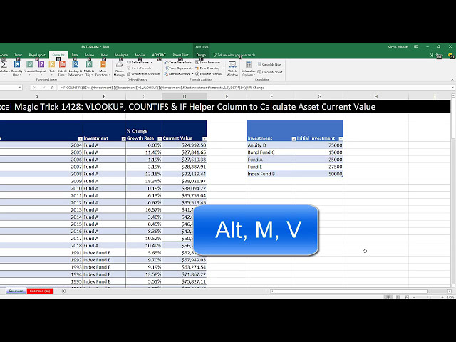 فیلم آموزشی: ترفند جادویی اکسل 1428: VLOOKUP، COUNTIFS و ستون کمکی IF برای محاسبه ارزش فعلی دارایی با زیرنویس فارسی