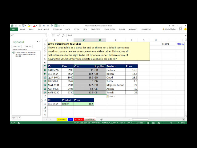 فیلم آموزشی: ترفند آقای اکسل و excelisfun 172: به روز رسانی VLOOKUP پس از درج ستون ها در جدول جستجو؟ با زیرنویس فارسی