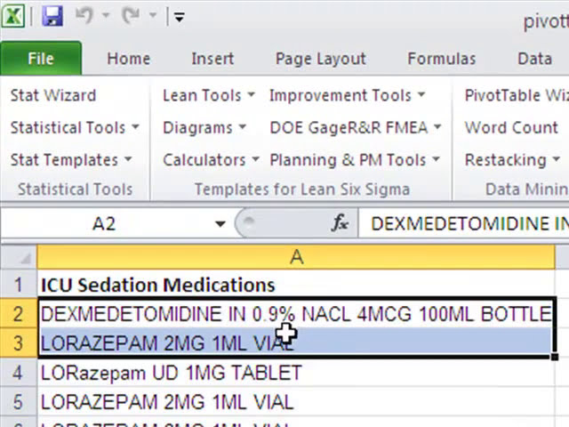 فیلم آموزشی: داروهای ICU - Excel PivotTable مثال