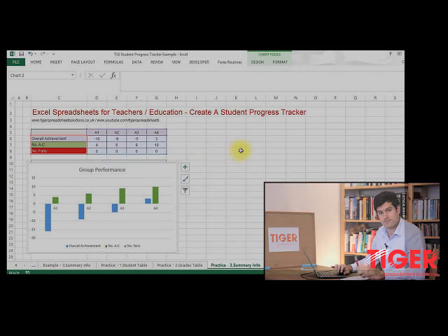 فیلم آموزشی: Excel for Teachers: Student Progress Tracker قسمت 3 of 3 - ایجاد جدول خلاصه و نمودار با زیرنویس فارسی